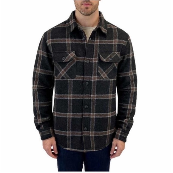 NWT Jachs Men Fleece Lined Shirt Jacket Quilted Pocket Gusset GRAY - SMALL - Picture 3 of 6